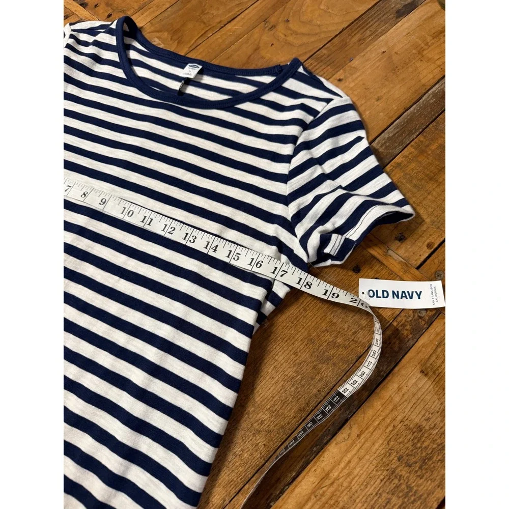 Old Navy T Shirt Dress Women's M Coastal Nautical Preppy Minimalist Capsule - Picture 3 of 8
